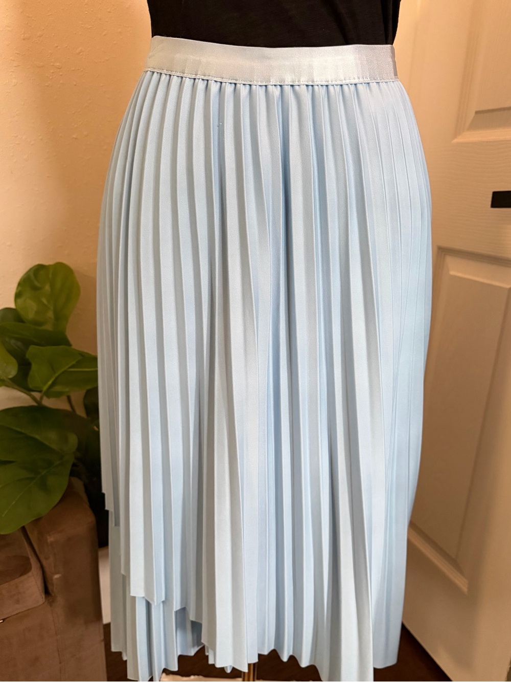 Metro Wear Pale Blue Pleated Midi Skirt